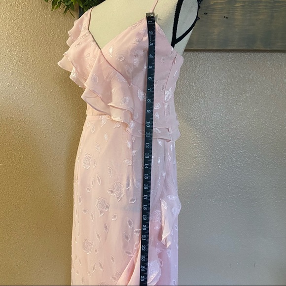 NWOT Lulus Forever Blush Pink Floral Jacquard Ruffled Maxi Dress - Picture 6 of 12